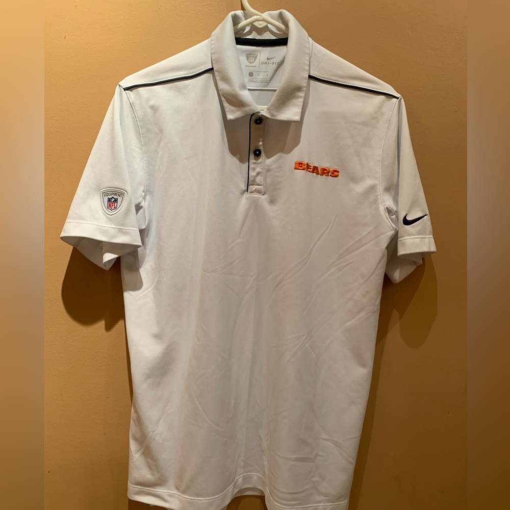 Nike Dri Fit Chicago Bears NFL Equipment Short Sleeve Polo Shirt Size Medium